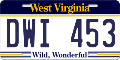WV license plate DWI453