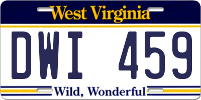 WV license plate DWI459