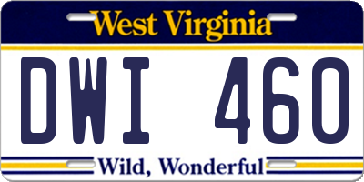 WV license plate DWI460
