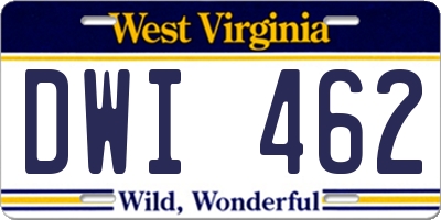 WV license plate DWI462