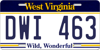 WV license plate DWI463