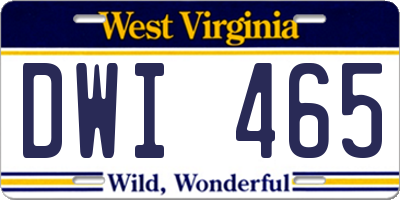 WV license plate DWI465
