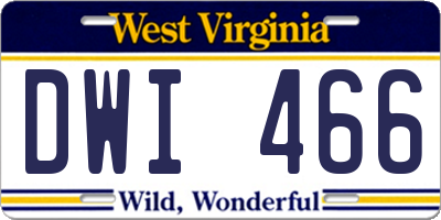 WV license plate DWI466