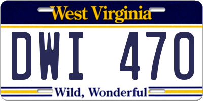 WV license plate DWI470