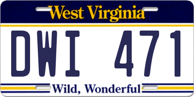 WV license plate DWI471