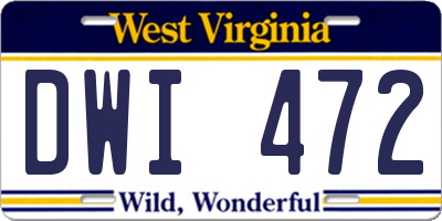 WV license plate DWI472
