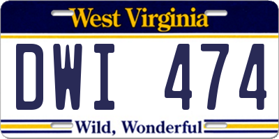 WV license plate DWI474