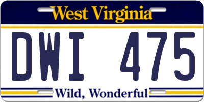 WV license plate DWI475