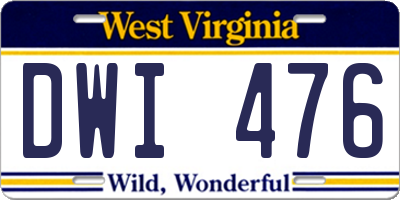 WV license plate DWI476