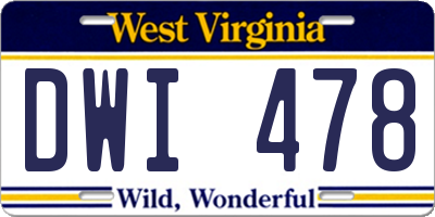 WV license plate DWI478