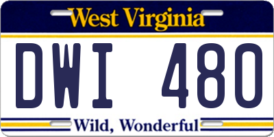 WV license plate DWI480