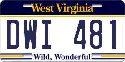 WV license plate DWI481