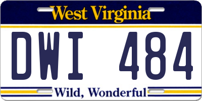WV license plate DWI484