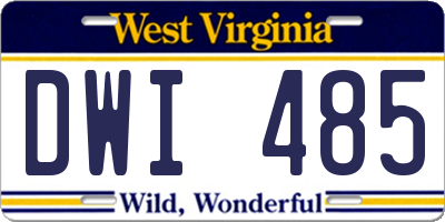 WV license plate DWI485