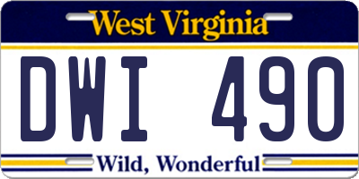 WV license plate DWI490