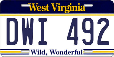 WV license plate DWI492