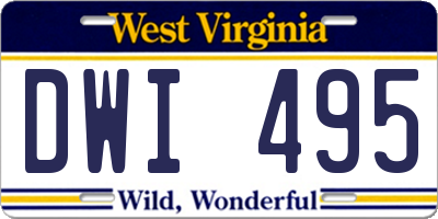 WV license plate DWI495