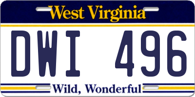 WV license plate DWI496