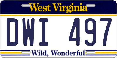WV license plate DWI497