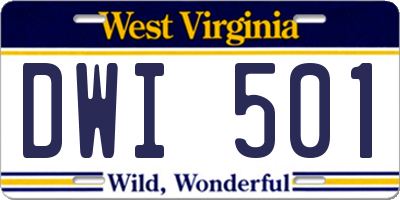 WV license plate DWI501