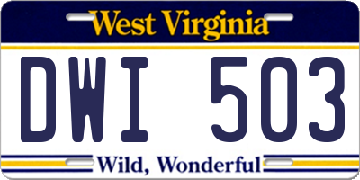 WV license plate DWI503