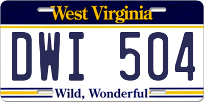 WV license plate DWI504