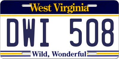 WV license plate DWI508