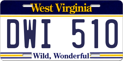 WV license plate DWI510