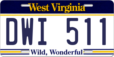 WV license plate DWI511