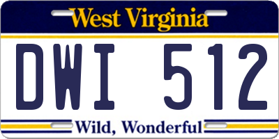 WV license plate DWI512