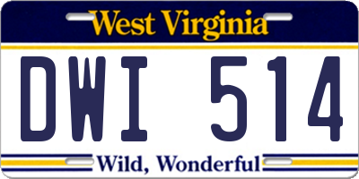 WV license plate DWI514