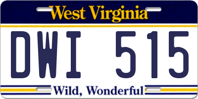 WV license plate DWI515