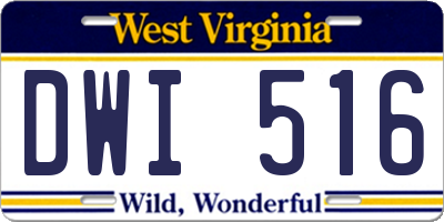 WV license plate DWI516