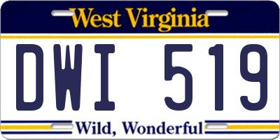 WV license plate DWI519