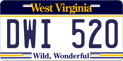 WV license plate DWI520