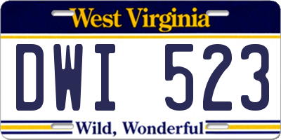WV license plate DWI523