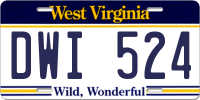 WV license plate DWI524