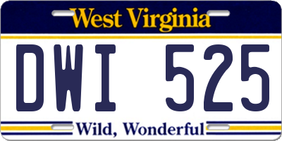 WV license plate DWI525