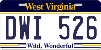WV license plate DWI526