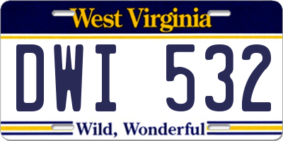 WV license plate DWI532