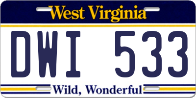 WV license plate DWI533