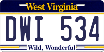 WV license plate DWI534