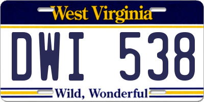 WV license plate DWI538