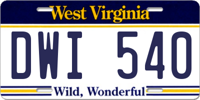 WV license plate DWI540