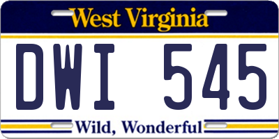 WV license plate DWI545