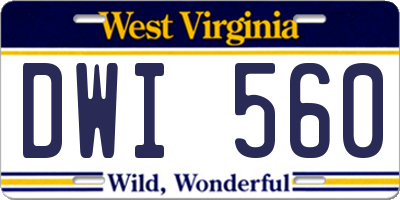 WV license plate DWI560