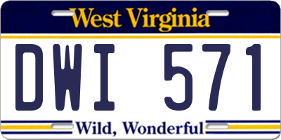 WV license plate DWI571