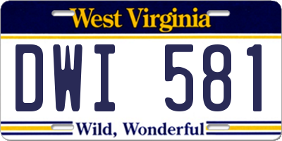 WV license plate DWI581