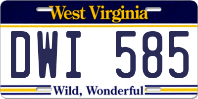 WV license plate DWI585