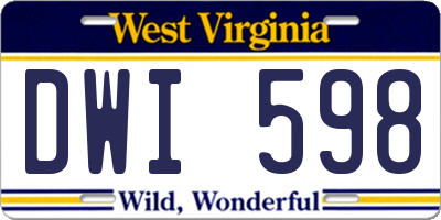 WV license plate DWI598